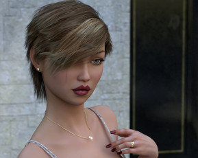 Картинка 3д+графика портрет+ portraits девушка взгляд фон