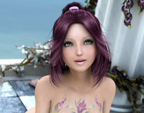 Картинка 3д+графика портрет+ portraits девушка взгляд фон