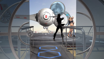 Картинка 3д+графика фантазия+ fantasy девушки взгляд фон оружие