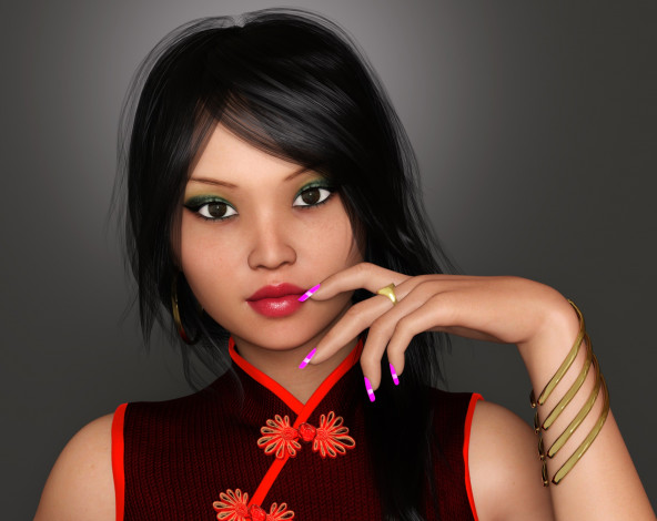 Обои картинки фото 3д графика, портрет , portraits, девушка, взгляд, фон