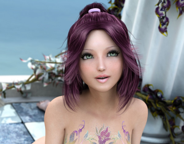 Обои картинки фото 3д графика, портрет , portraits, девушка, взгляд, фон