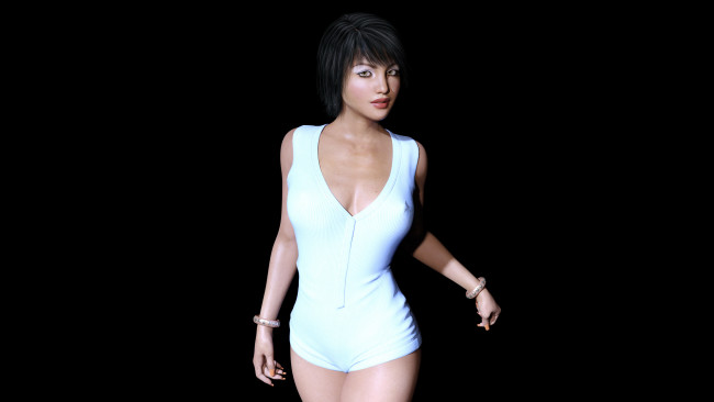 Обои картинки фото 3д графика, люди , people, девушка, взгляд, фон