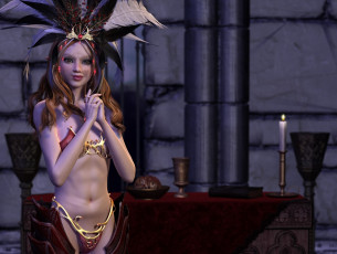 Картинка 3д+графика фантазия+ fantasy фон взгляд девушка