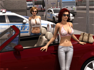 Картинка 3д+графика люди-авто мото+ people-+car+ +moto взгляд девушка фон