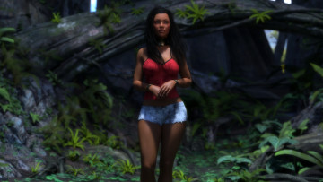 Картинка 3д+графика люди+ people взгляд фон девушка