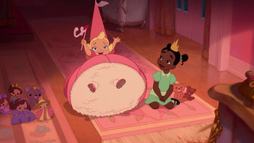 Картинка мультфильмы the+princess+and+the+frog платье корона ковер девочки