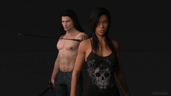 Обои картинки фото 3д графика, люди , people, девушка, фон, взгляд