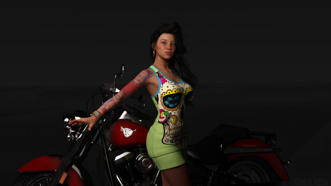 Обои картинки фото 3д графика, люди , people, девушка, фон, взгляд