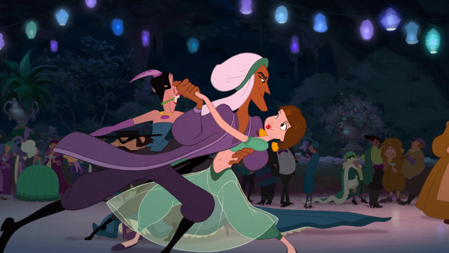 Обои картинки фото мультфильмы, the princess and the frog, костюм, фонари, люди, карнавал