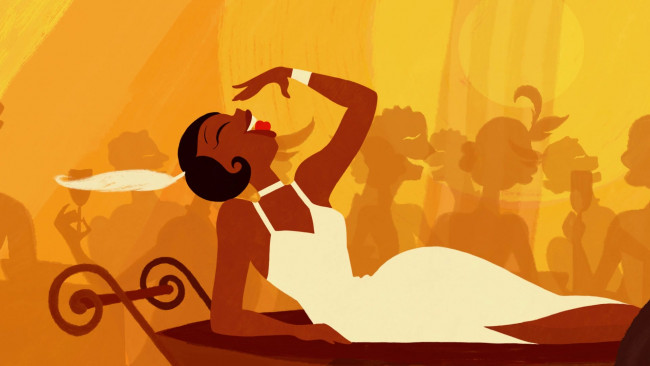 Обои картинки фото мультфильмы, the princess and the frog, перо, девушка