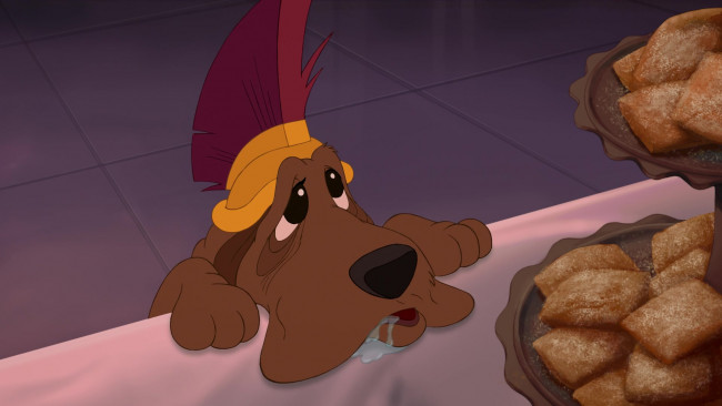 Обои картинки фото мультфильмы, the princess and the frog, собака, слюна, печенье