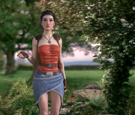 Картинка 3д+графика люди+ people грудь фон взгляд девушка