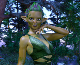 Картинка 3д+графика эльфы+ elves взгляд фон эльфийка
