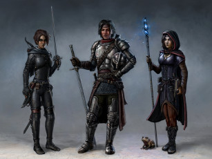 Картинка фэнтези люди девушки фон взгляд униформа