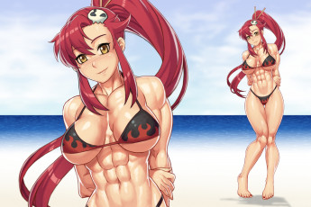 Картинка аниме tengen+toppa+gurren-lagann купальник взгляд девушка фон