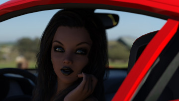 Картинка 3д+графика люди-авто мото+ people-+car+ +moto фон взгляд девушка