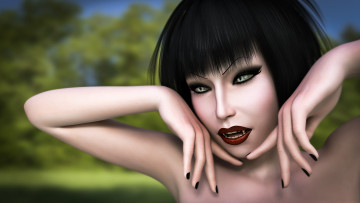 Картинка 3д+графика портрет+ portraits фон взгляд девушка