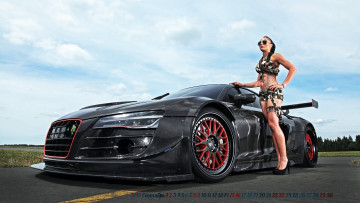 обоя календари, автомобили, девушка, взгляд, очки, дорога