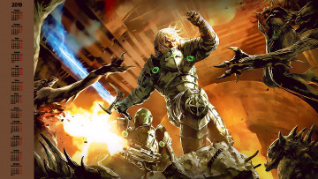 Картинка календари видеоигры существо чудовище оружие мужчина битва