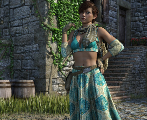 Обои картинки фото 3д графика, люди , people, фон, взгляд, девушка