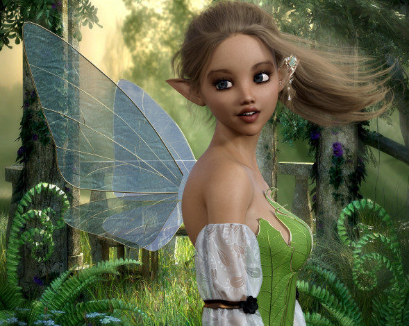 Обои картинки фото 3д графика, эльфы , elves, взгляд, фон, эльфийка