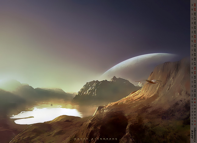 Обои картинки фото календари, фэнтези, планета, водоем