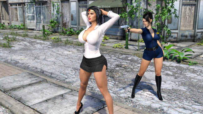 Обои картинки фото 3д графика, фантазия , fantasy, девушки, взгляд, фон