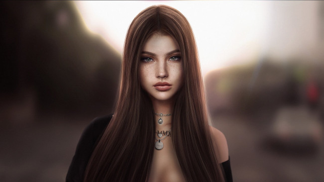 Обои картинки фото 3д графика, люди , people, лицо, украшения, девушка