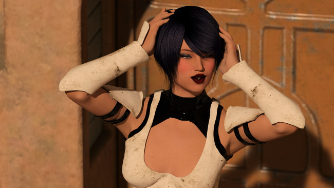 Обои картинки фото 3д графика, люди , people, взгляд, девушка, фон