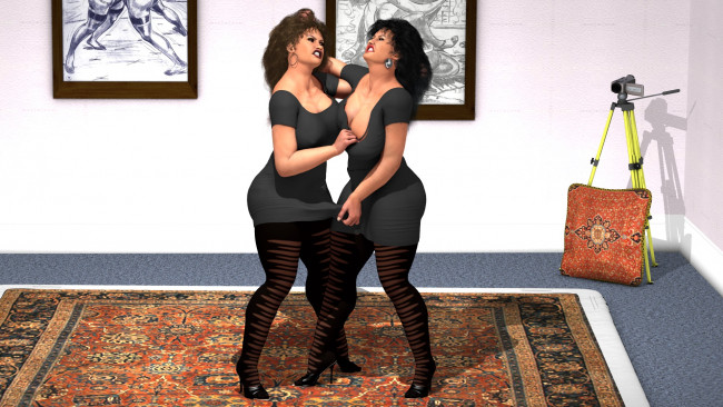 Обои картинки фото 3д графика, юмор , humor, взгляд, девушки, фон