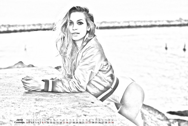 Обои картинки фото календари, компьютерный дизайн, девушка, взгляд