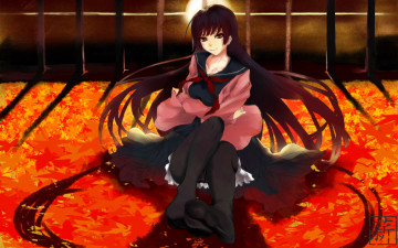 Картинка аниме tasogare+otome+x+amnesia листья решетка девушка