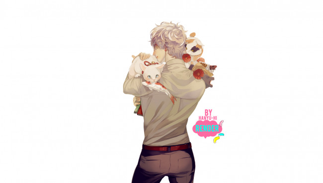 Обои картинки фото аниме, животные,  существа, парень