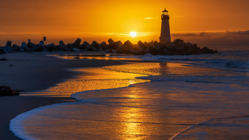 Картинка santa+cruz+breakwater+ walton +lighthouse usa природа маяки santa cruz breakwater lighthouse