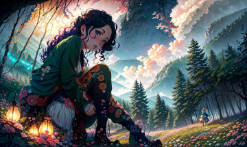 Картинка аниме пейзажи +природа нейросети графика нейроарт ai art нейронные сети рисунки нейро искусство