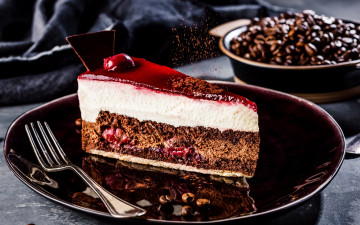 Картинка еда пирожные +кексы +печенье кофейные зерна пирожное двухслойное