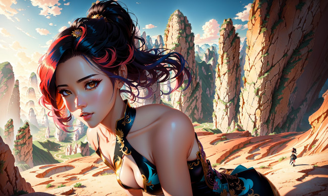 Обои картинки фото аниме, пейзажи,  природа, нейросети, графика, нейроарт, ai, art, нейронные, сети, рисунки, нейро, искусство