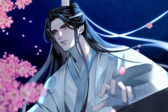 обоя аниме, mo dao zu shi, лань, ванцзы, гуцин, цветение