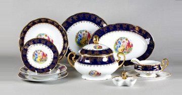 обоя разное, посуда, столовые, приборы, кухонная, утварь, тарелки, роспись, фарфор, сервиз