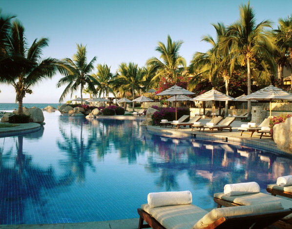 Обои картинки фото интерьер, бассейны, открытые, площадки, бассейн, пальма, los, cabos, мексика