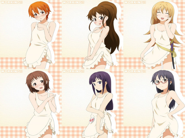 Обои картинки фото аниме, working, девушки