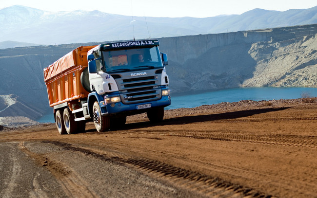 Обои картинки фото автомобили, scania, грузовик, p340, самосвал, автомобиль, скандинавия