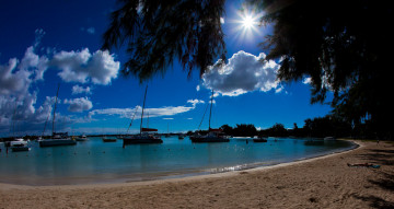 Картинка корабли разные вместе океан лодки пляж катера яхты лагуна маврикий mauritius