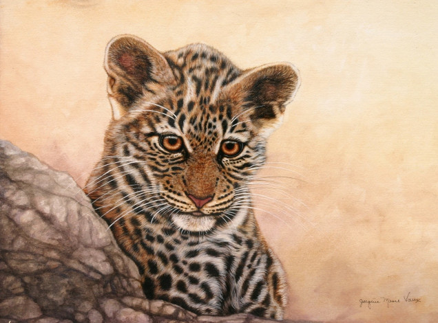 Обои картинки фото рисованные, jacquie, vaux, маленький, хищник