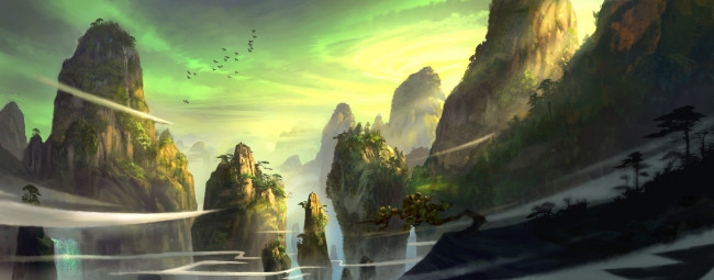 Обои картинки фото рисованные, природа, скалы