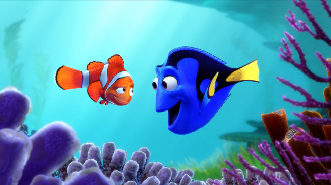Обои картинки фото finding, nemo, мультфильмы, в, поисках, немо