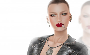 Картинка 3д графика portraits портрет пирсинг сигарета