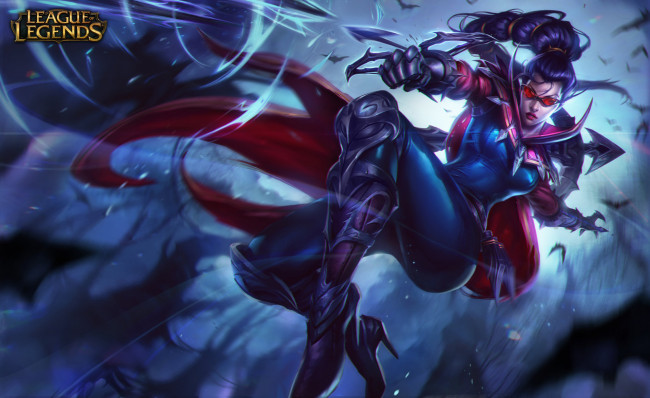 Обои картинки фото видео игры, league of legends, птицы, vayne, девушка, прыжок, выстрелы, lol, league, of, legends