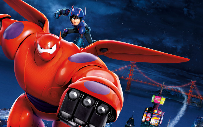 Обои картинки фото big hero 6, мультфильмы, город, героев