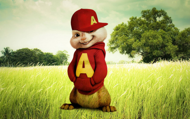 Обои картинки фото мультфильмы, alvin and the chipmunks,  the squeakquel, улыбка, кепка